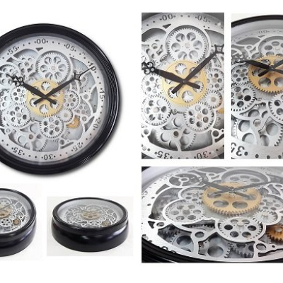 Moving Gear Round Wall Clock