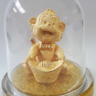 24k Gold-plated Golden Monkey of good fortune (吉祥如意福猴) <with ribbon 蝴蝶结款>